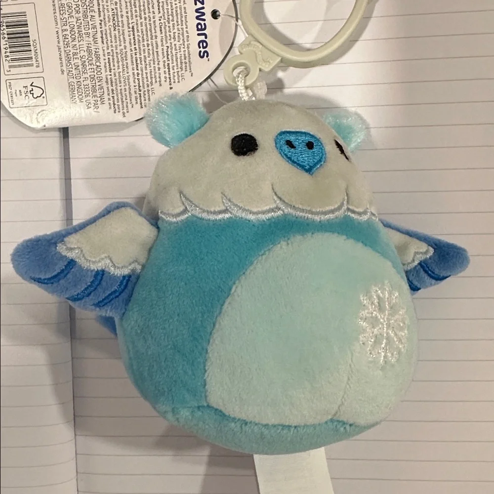 NWT 3.5” Duane‎ the Owl Keychain Clip Squishmallow